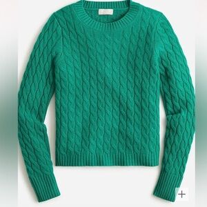 J. Crew cashmere cable-knit crewneck sweater (L, jungle green)